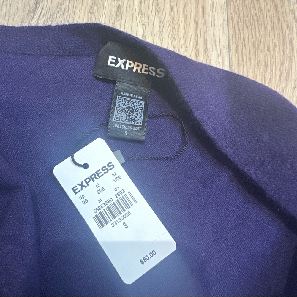 Express Off-the-Shoulder PURPLE Sweater Ultra Soft Size S NWT - Picture 3 of 10
